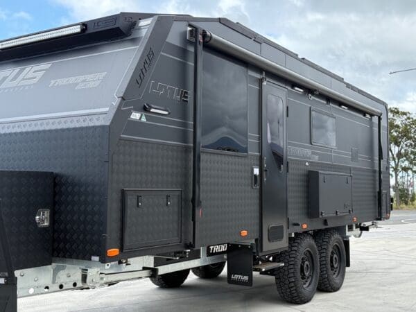  this caravan is built to conquer even the harshest conditions. The Trooper elevates your on-road living experience to new heights. It effortlessly handles rugged off-road terrains